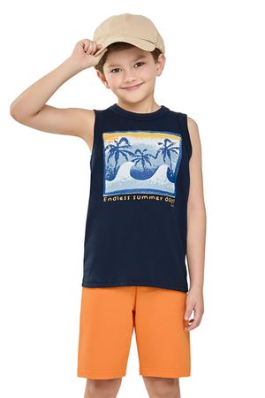 Conjunto Infantil Menino Curto Moletom Elian Azul