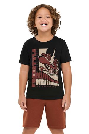 Conjunto Infantil Menino Estampa Sports Elian Preto