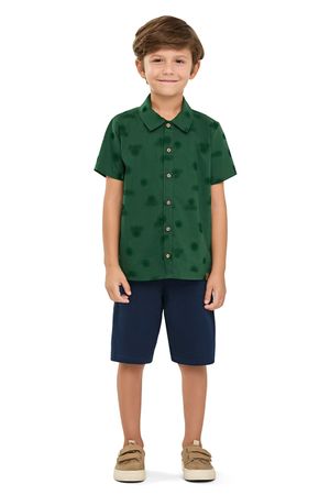 Camisa Manga Curta Infantil Menino Tropical Elian Verde