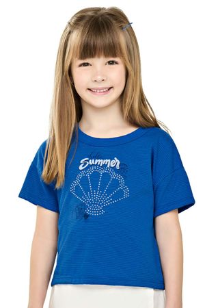 Blusa Infantil Menina Strass Concha Elian Azul