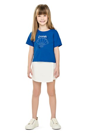 Blusa Infantil Menina Strass Concha Elian Azul