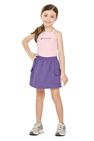 Conjunto Infantil Menina Saia Quadriculada Elian Rosa