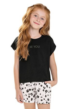 Conjunto Infantil Menina Floral Print Colorittá Preto