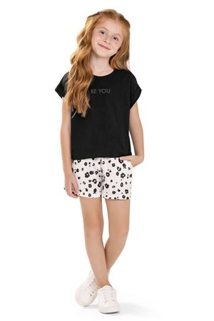 Conjunto Infantil Menina Floral Print Colorittá Preto