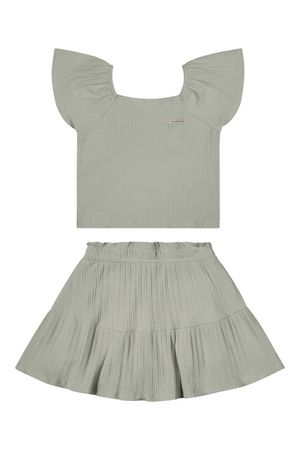 Conjunto Infantil Menina Malha Canelada Colorittá Verde