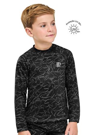 Camiseta de Proteção Infantil Menino Shark Elian Preto