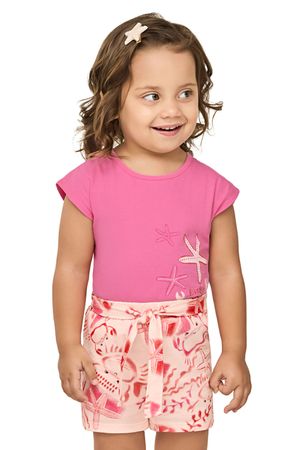 Conjunto Infantil Menina Caranguejo Elian Rosa