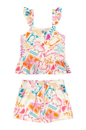 Conjunto Infantil Menina Caranguejinho Elian Bege