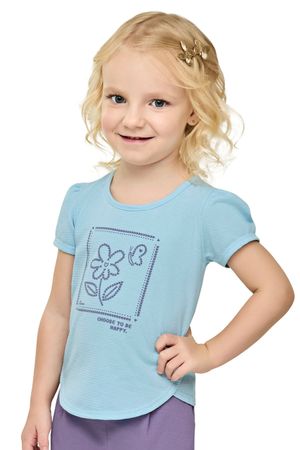 Blusa Infantil Menina Flor em Puff Elian Azul