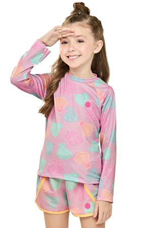 Short de Praia Infantil Menina Tactel Elian Rosa