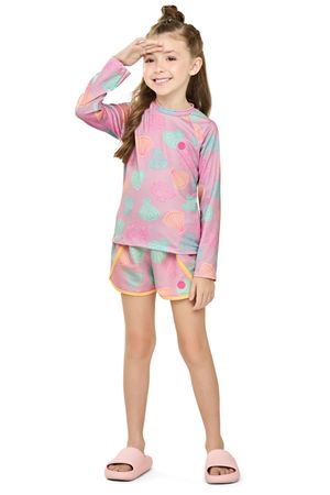 Short de Praia Infantil Menina Tactel Elian Rosa