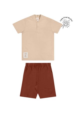 Conjunto Infantil Menino Gola Banana Elian Marrom