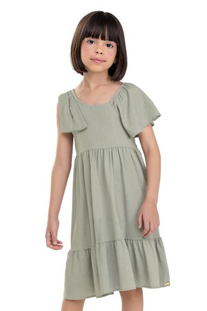 Vestido Infantil Menina Ombro Com Laço Colorittá Verde