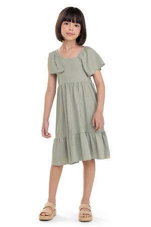 Vestido Infantil Menina Ombro Com Laço Colorittá Verde