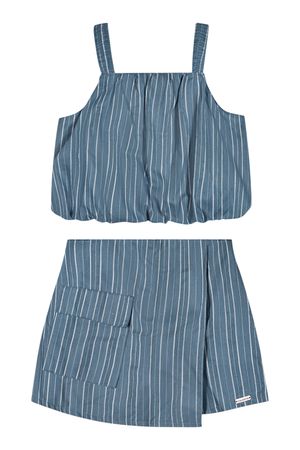 Conjunto Curto Infantil Menina Listrado Colorittá Azul