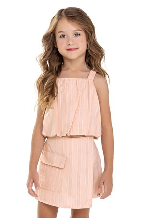 Conjunto Curto Infantil Menina Listrado Colorittá Rosa