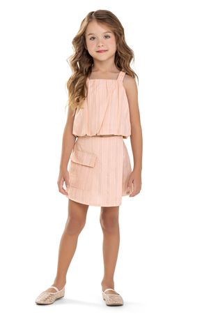 Conjunto Curto Infantil Menina Listrado Colorittá Rosa
