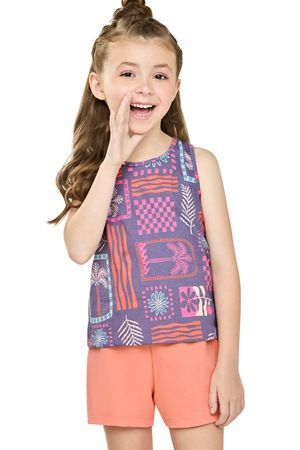 Conjunto Infantil Menina Folhagem Tropical Elian Lilás