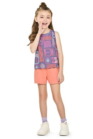 Conjunto Infantil Menina Folhagem Tropical Elian Lilás