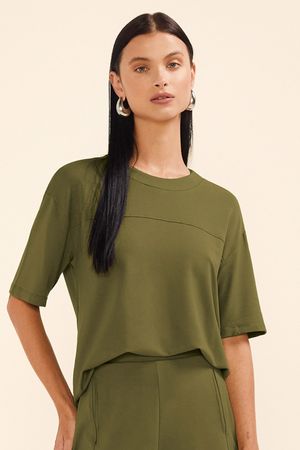 Blusa Feminina Recorte Horizontal Marialícia Verde