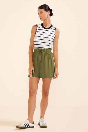 Regata Feminina Canelada Listrada Marialícia Branco