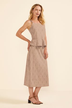 Regata Feminina Peplum Devorê Marialícia Marrom