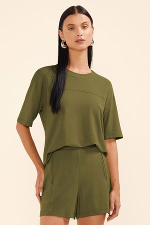 Short Feminino Moletinho Com Bolsos Marialícia Verde