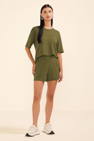 Short Feminino Moletinho Com Bolsos Marialícia Verde