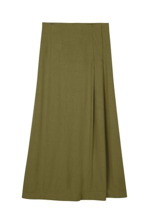 Saia Feminina Midi Com Pregas Marialícia Verde