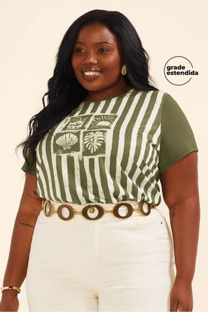 Blusa Feminina Regular Estampada Marialícia Verde