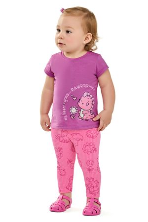 Conjunto Bebê Menina Dinossauro Elian Rosa