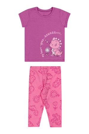 Conjunto Bebê Menina Dinossauro Elian Rosa