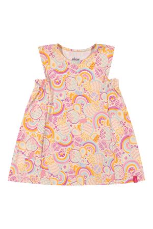 Vestido Bebê Menina Manga Curta Frutinhas Elian Bege