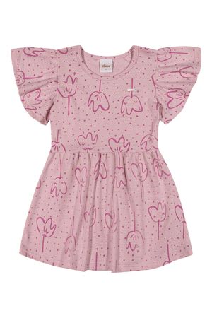 Vestido Infantil Menina Floral Texturizado Elian Rosa