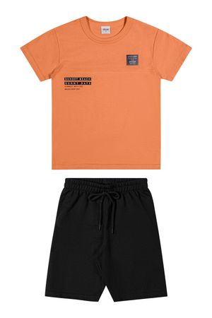 Conjunto Curto Infantil Menino Com Textura Elian Laranja