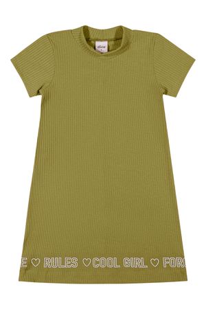 Vestido Infantil Menina Malha Canelada Elian Verde