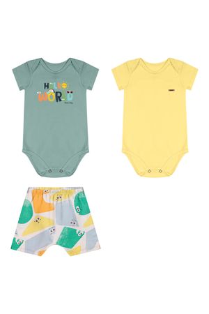 Kit Bebê Menino Com 2 Bodies e Bermuda Elian Verde