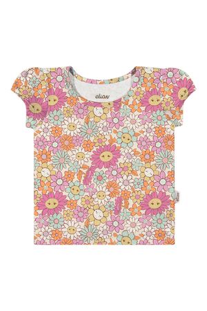 Blusa Bebê Menina Manga Curta Estampada Elian Laranja