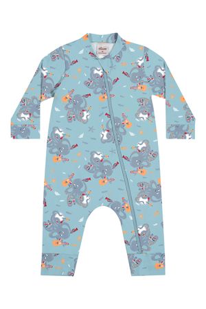 Macacão Bebê Menino Cotton Estampado Elian Azul