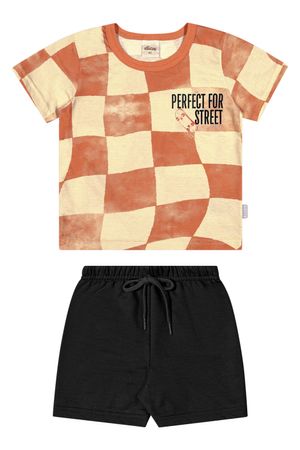 Conjunto Infantil Menino Quadriculado Elian Amarelo