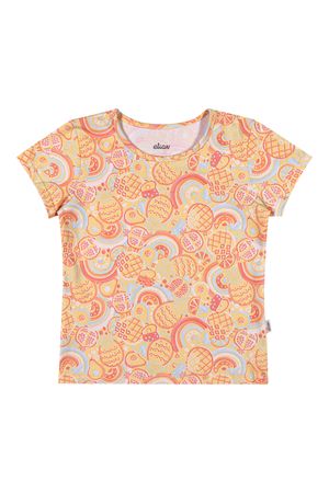 Blusa Infantil Menina Curta Estampada Elian Amarelo