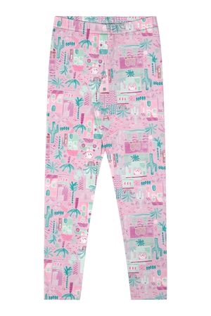 Calça Legging Infantil Menina Com Estampa Elian Rosa