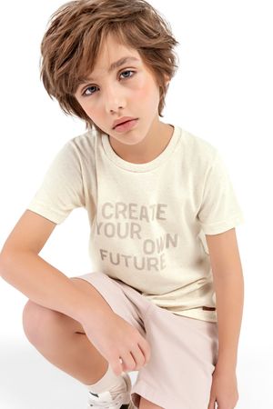 Camiseta Infantil Menino Estampa Colorittá Bege
