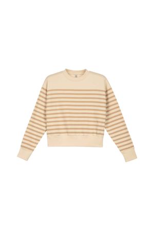 Blusão Feminino Moletom Listrado Marialícia Bege