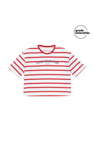 T-Shirt Feminina Listrada Intermediária Marialícia Vermelho