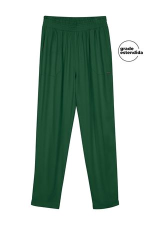 Calça Feminina Creponada Com Bolsos Marialícia Verde