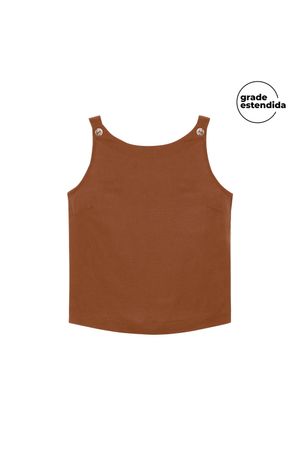 Regata Feminina Linho Com Alças Marialícia Marrom