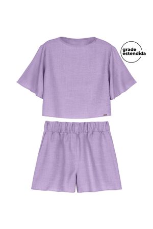 Conjunto Feminino Monocromático Textura Marialícia Lilás