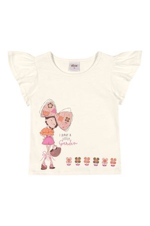 Blusa Infantil Menina Manga Curta Com Babados Elian Bege