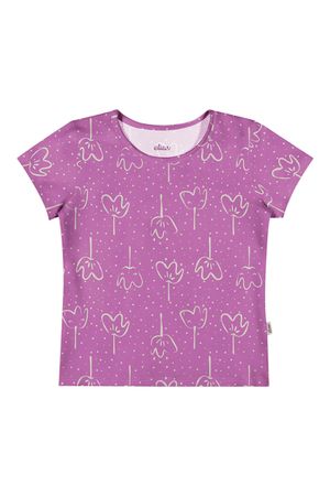 Blusa Infantil Menina Curta Estampada Elian Roxo